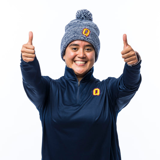 Heather Blue Toque With Pom